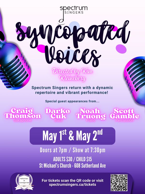Concert poster for Syncopated Voices